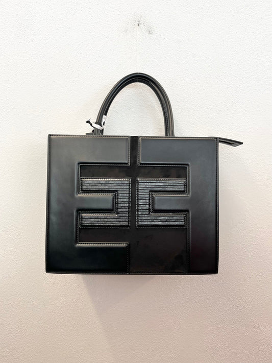 Borsa a mano di Elisabetta Franchi con maxi logo geometrico