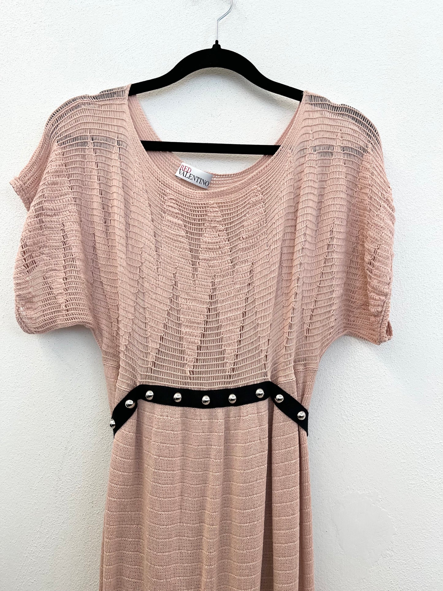 Red Valentino Pink Knit Dress with Studded Belt