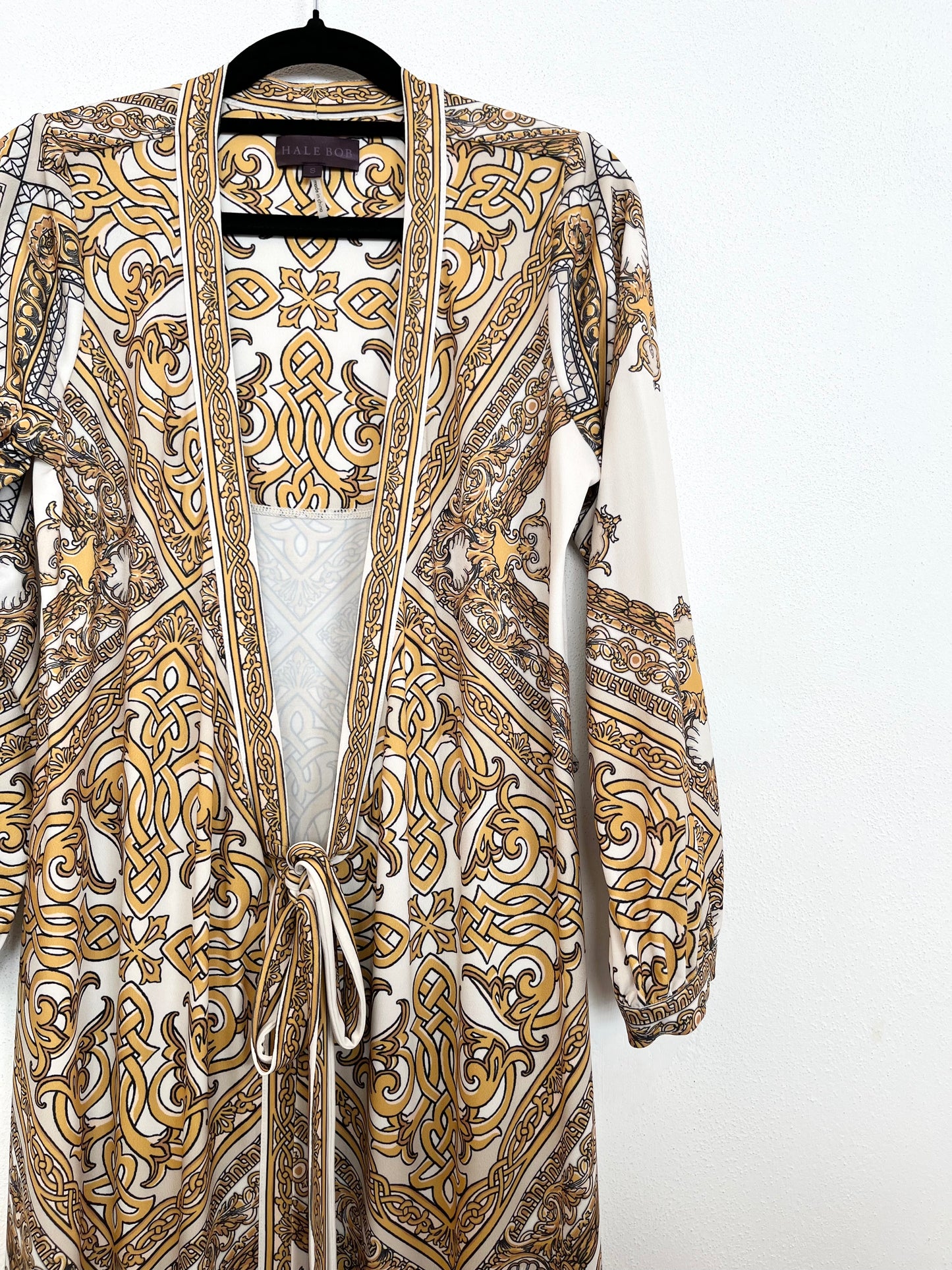 Maxi Wrap Dress di Hale Bob con Stampa Barocca e Oro