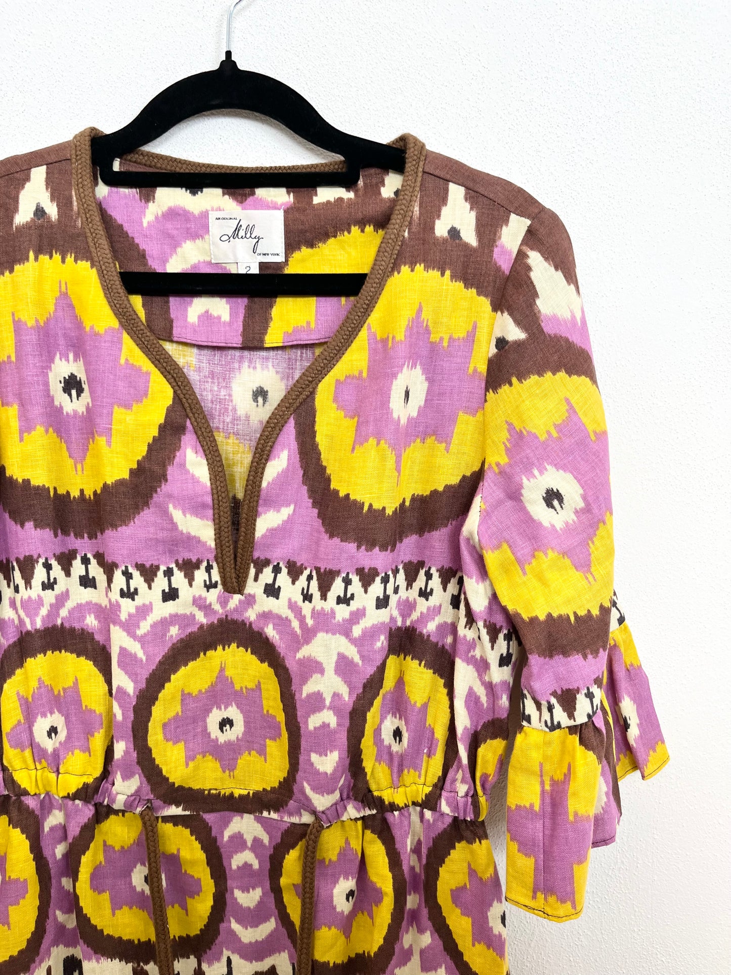 Abito Milly con Stampa Ikat e Gonna a Balze