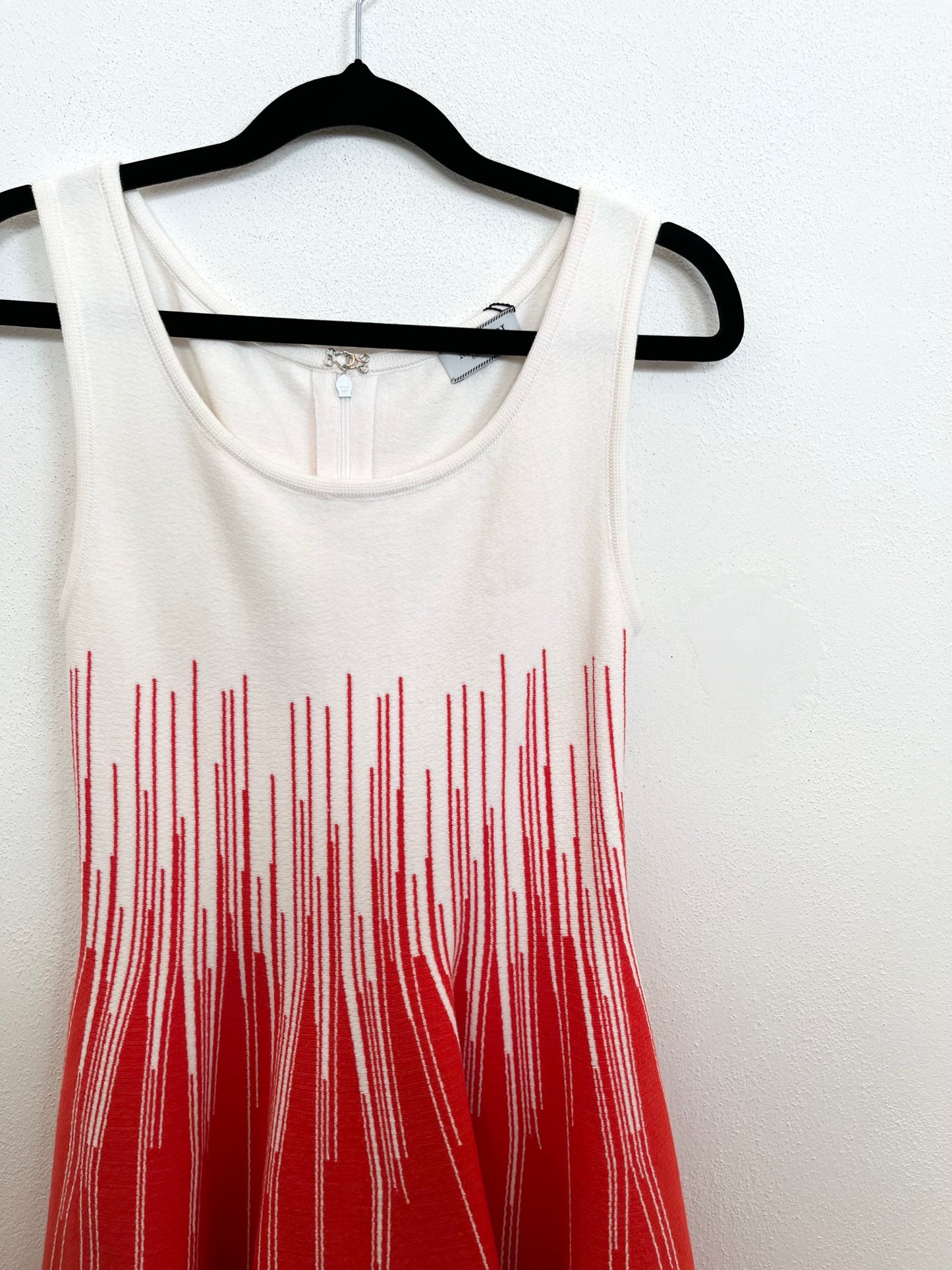 Abito di Moresi A-Line Ombré Bianco e Rosso con Grafica a Linee