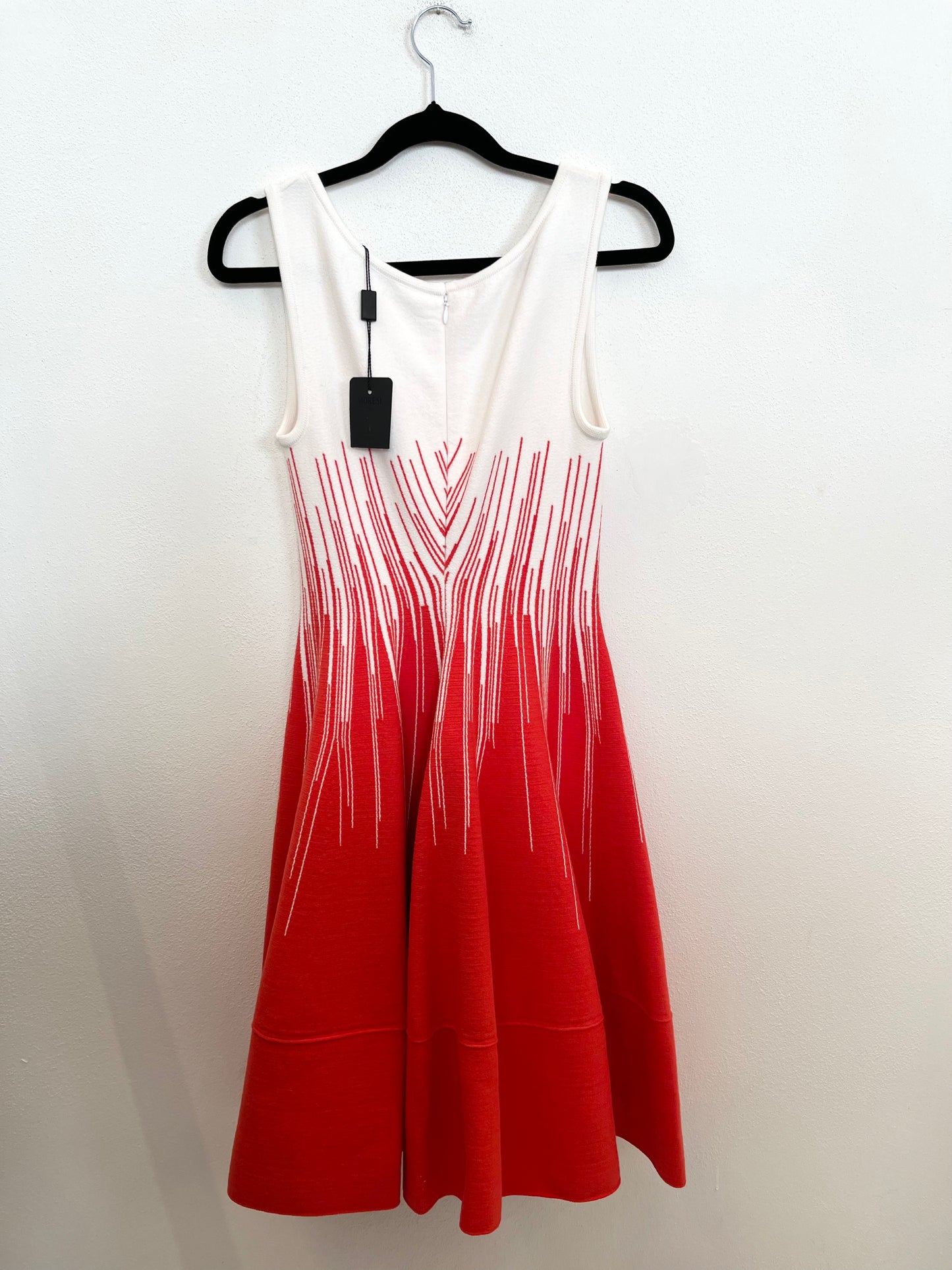 Abito di Moresi A-Line Ombré Bianco e Rosso con Grafica a Linee