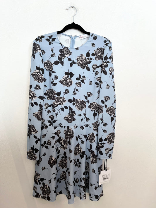 Abito Red Valentino Celeste con Stampa Rose