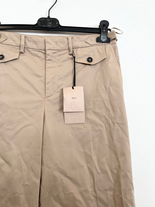 Pantaloni Culotte N°21 in Cotone Beige