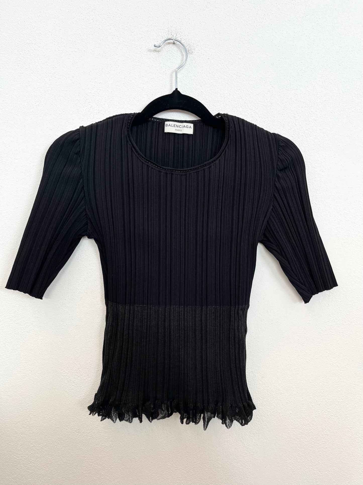 Top Balenciaga in Maglia Plissettata Nero