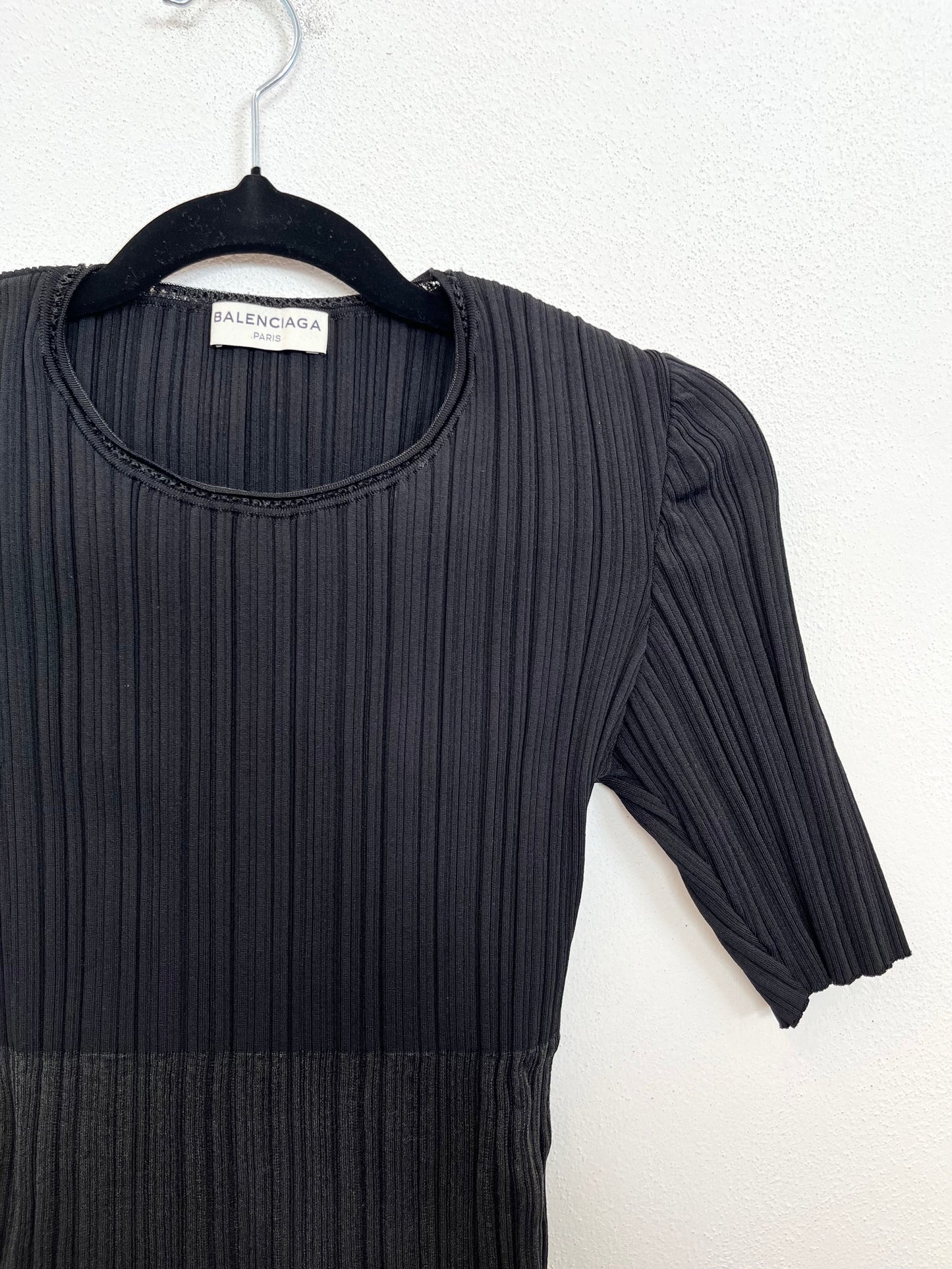 Top Balenciaga in Maglia Plissettata Nero