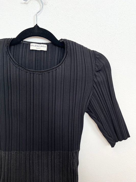 Top Balenciaga in Maglia Plissettata Nero