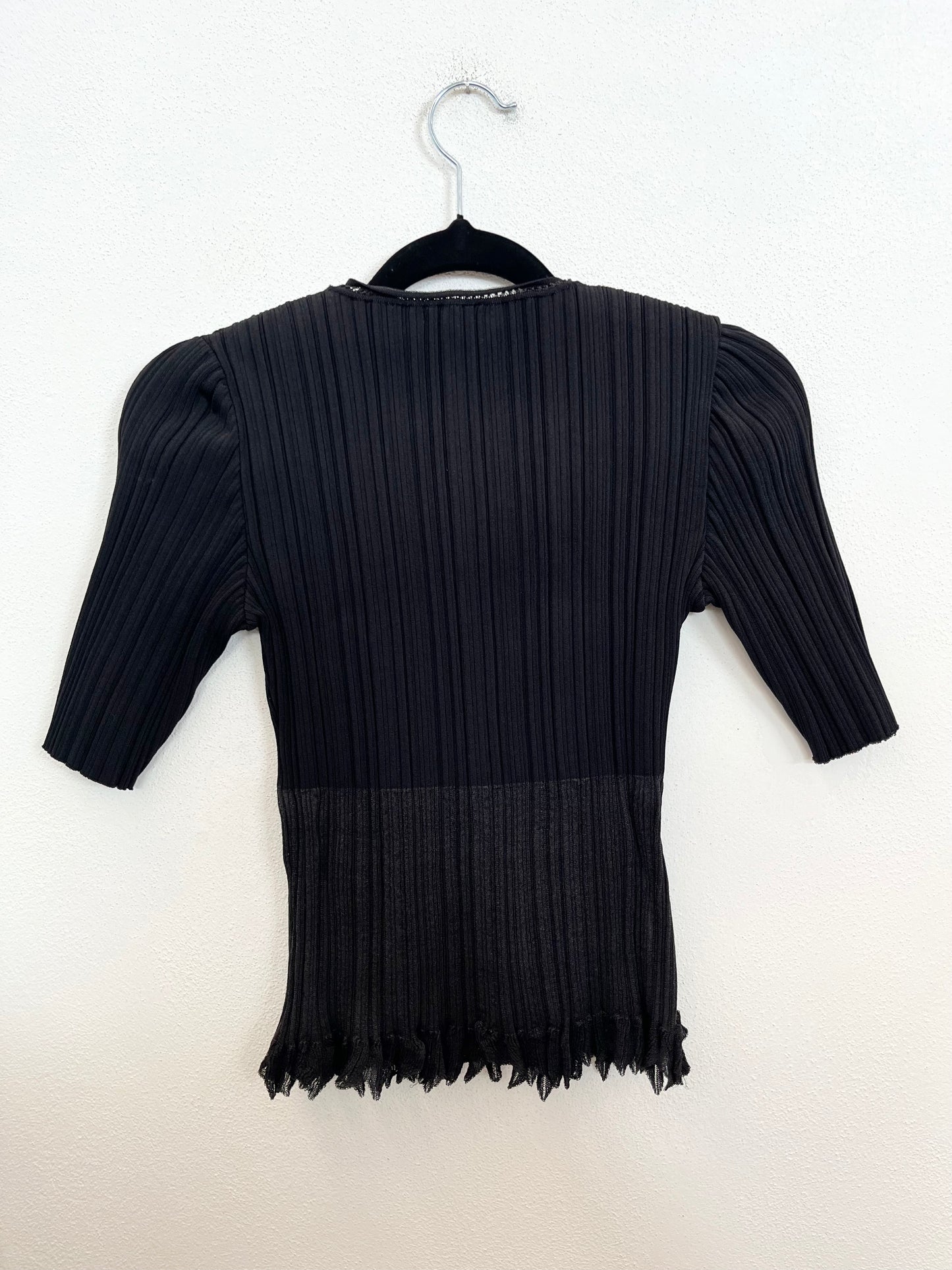 Top Balenciaga in Maglia Plissettata Nero
