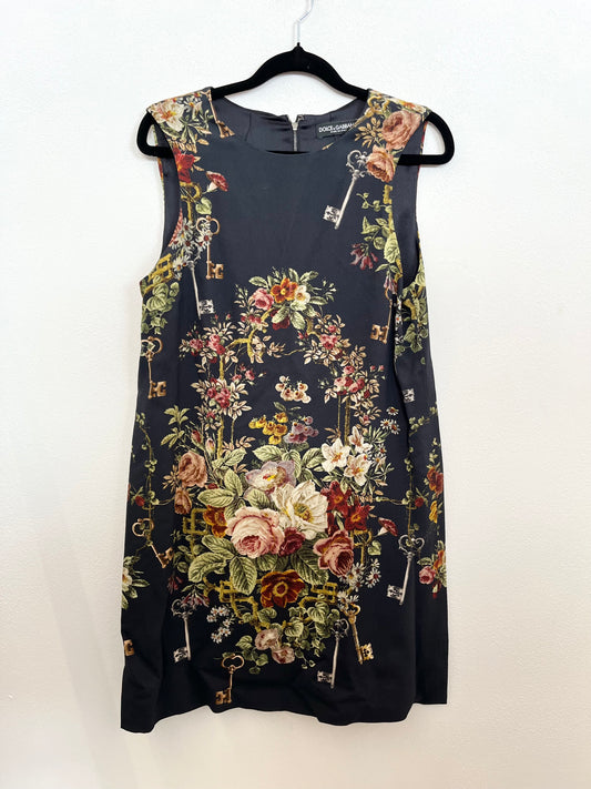 Abito Dolce & Gabbana Stampa Fiori e Chiavi