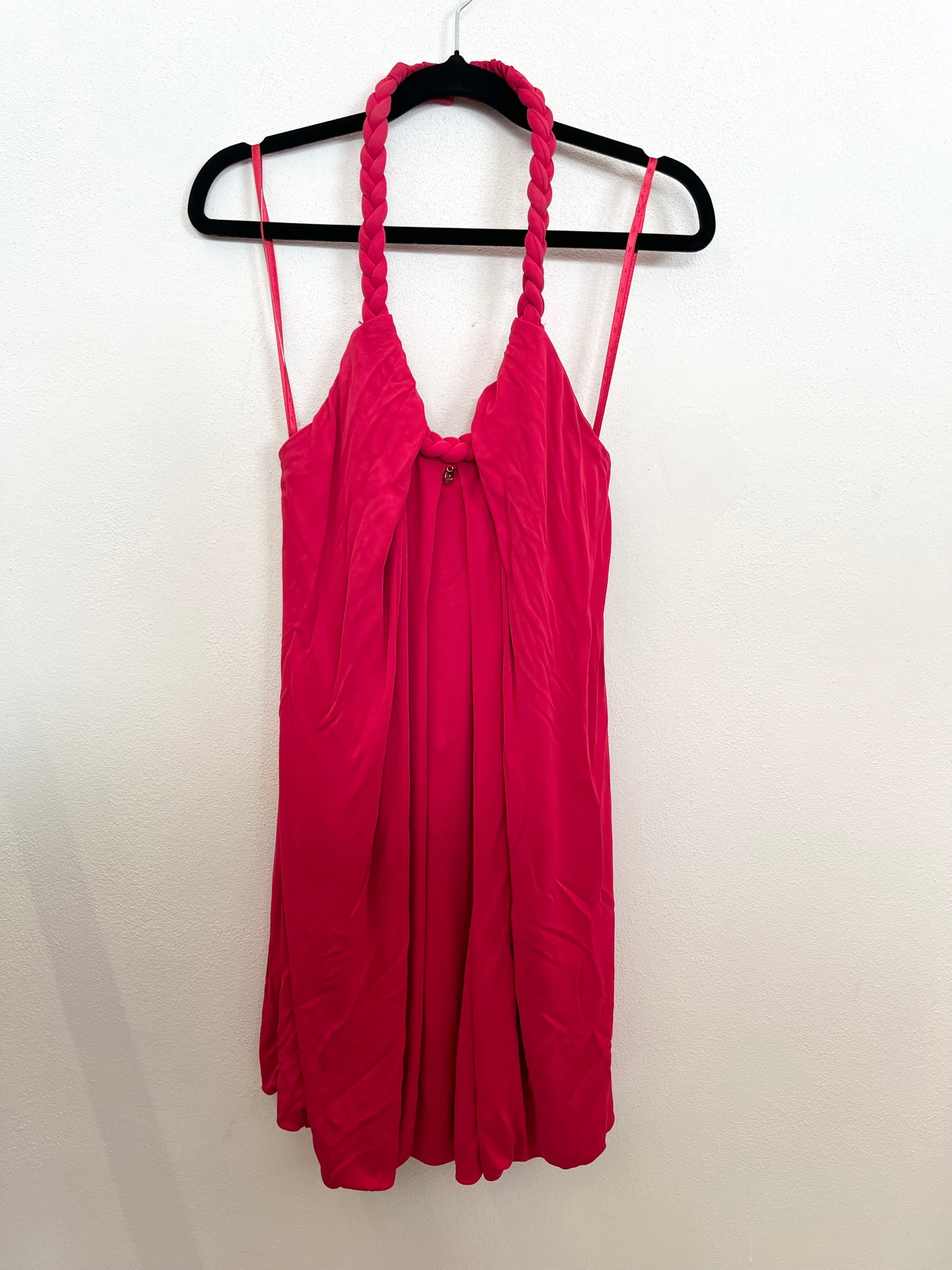 Abito di Elisabetta Franchi Fucsia Drappeggiato con Treccia