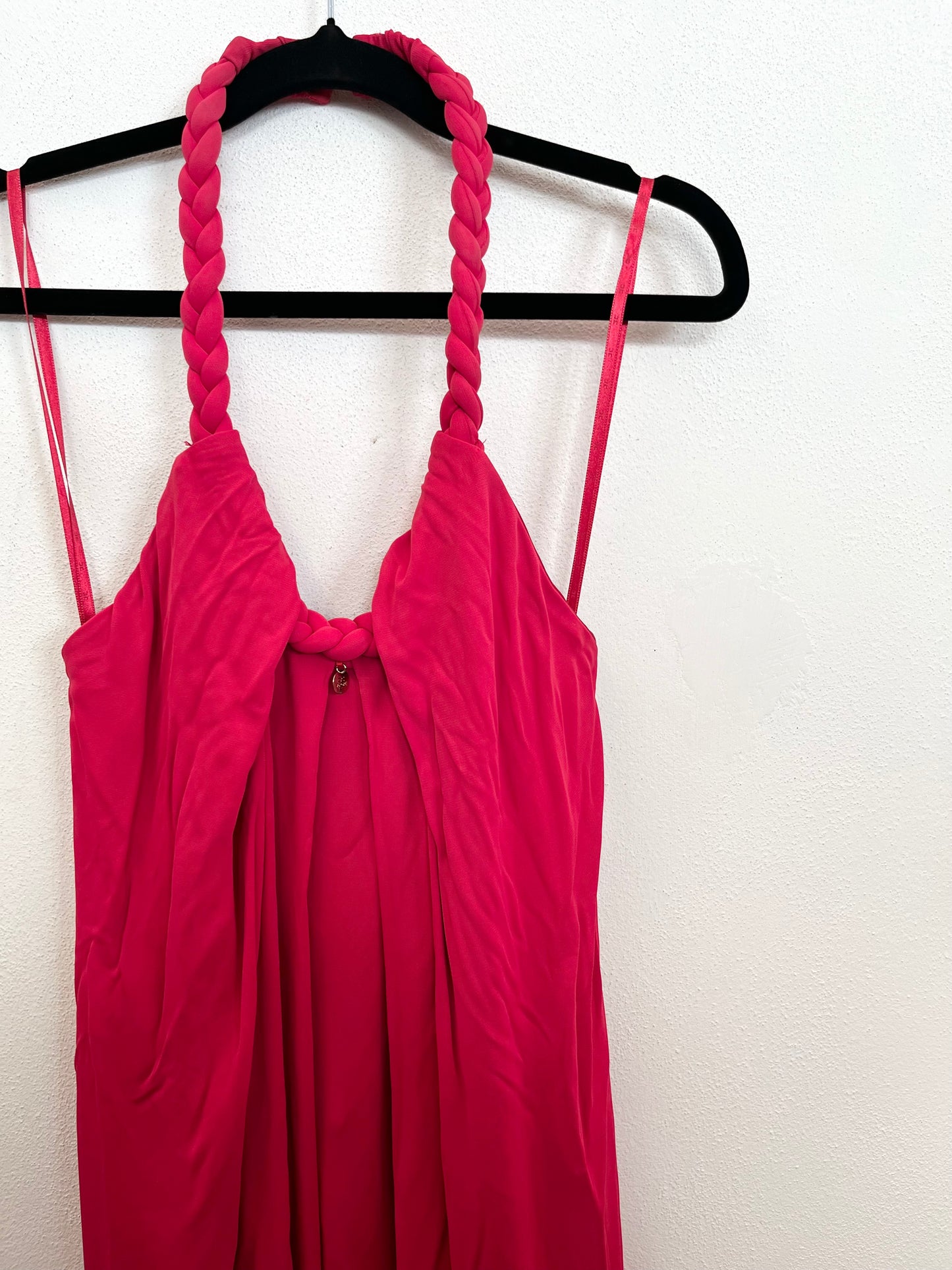 Abito di Elisabetta Franchi Fucsia Drappeggiato con Treccia