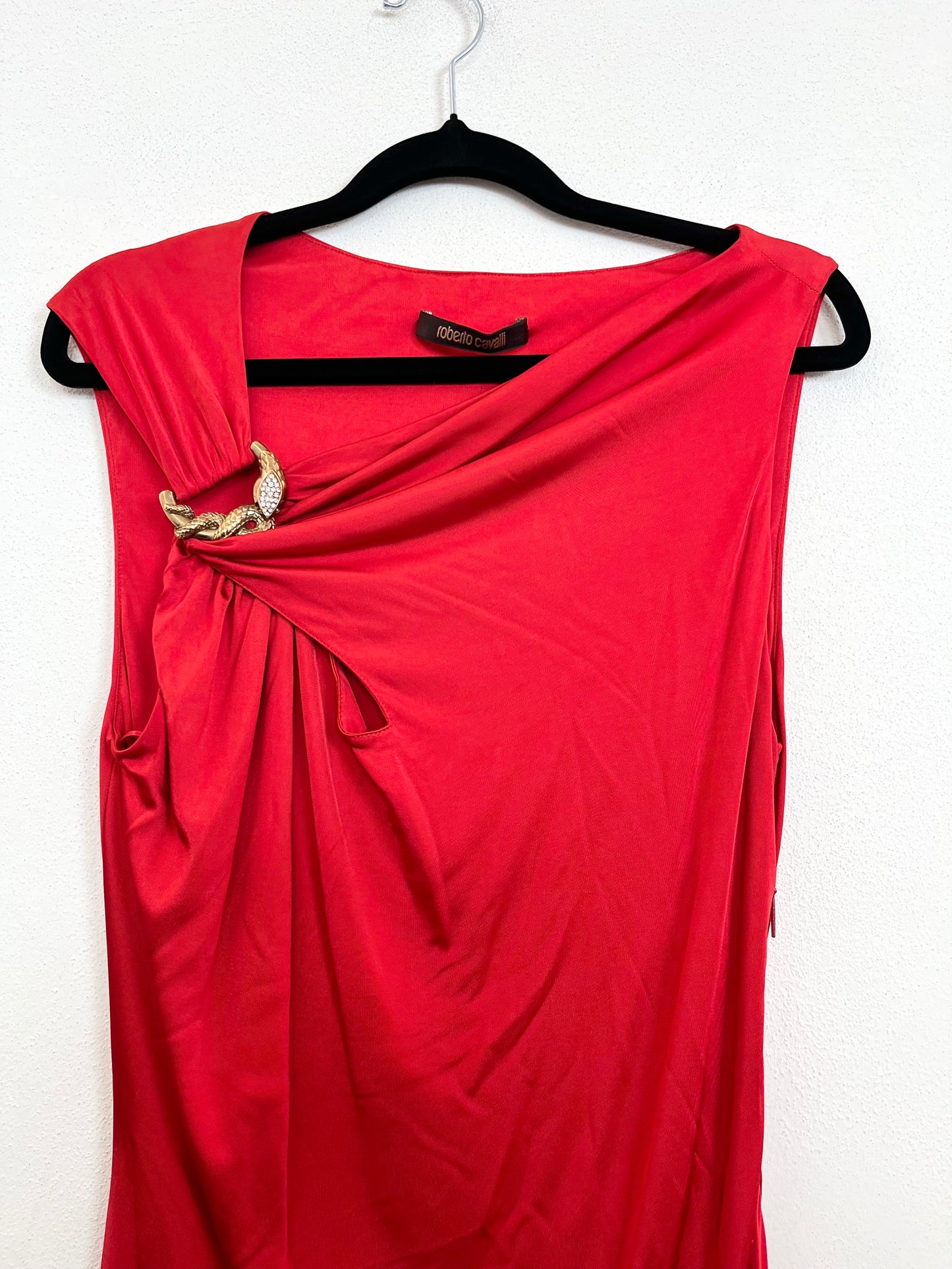 Abito Roberto Cavalli Rosso Drappeggiato