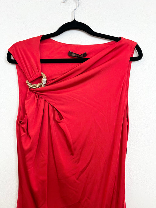Abito Roberto Cavalli Rosso Drappeggiato
