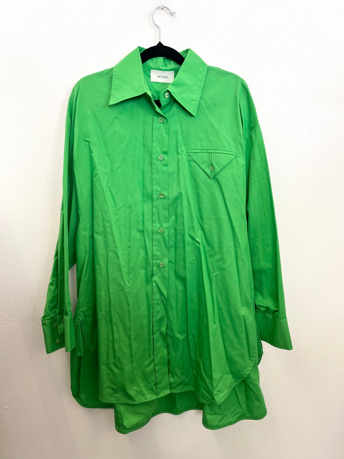 Vicolo Oversize Long Green Shirt