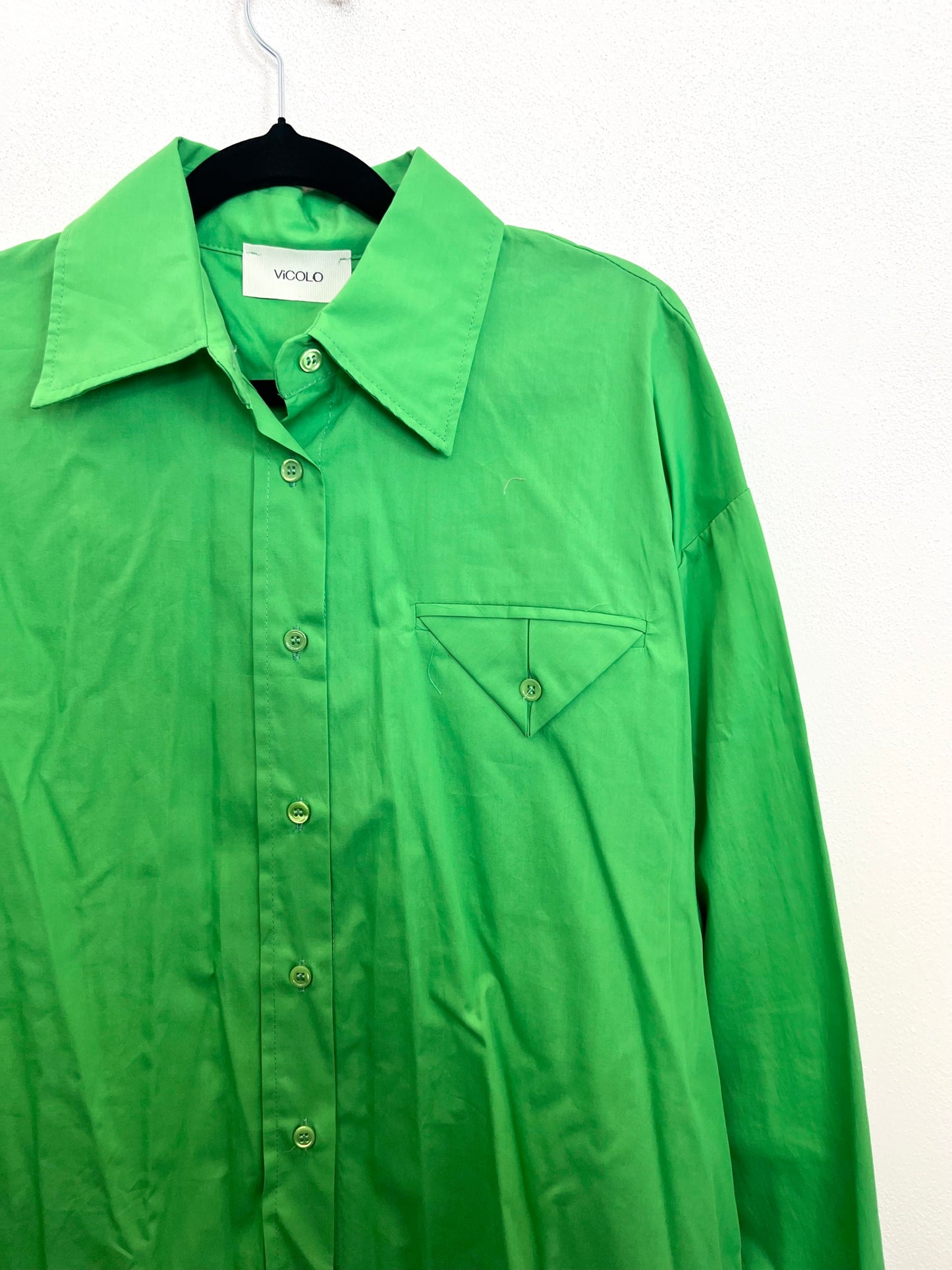 Vicolo Oversize Long Green Shirt
