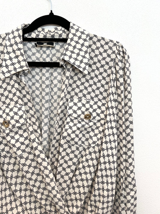 Body-Camicia di Elisabetta Franchi&nbsp;con Stampa Geometrica