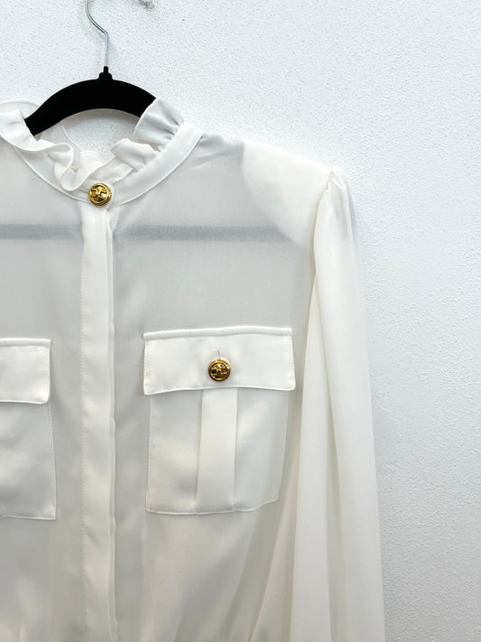 Camicia Crop di Elisabetta Franchi con Bottoni Dorati