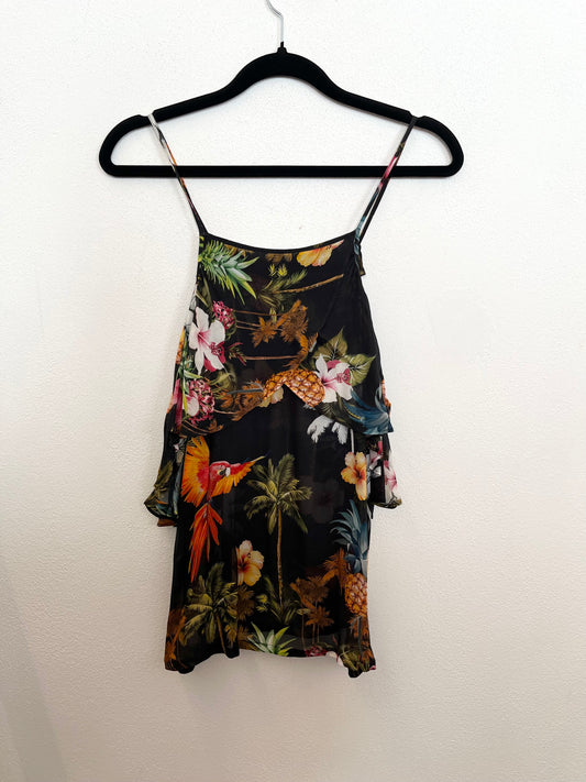 Top a canotta di Pinko in chiffon con stampa tropicale