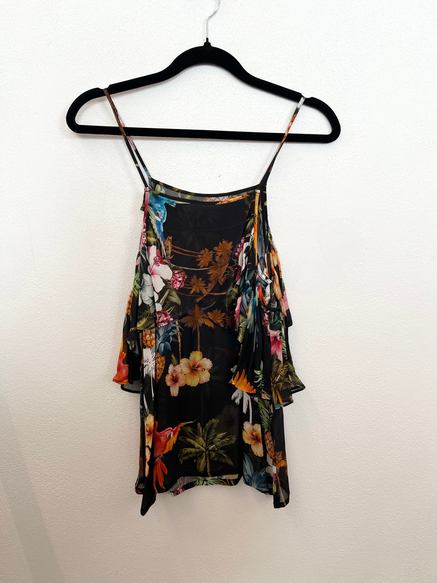 Top a canotta di Pinko in chiffon con stampa tropicale