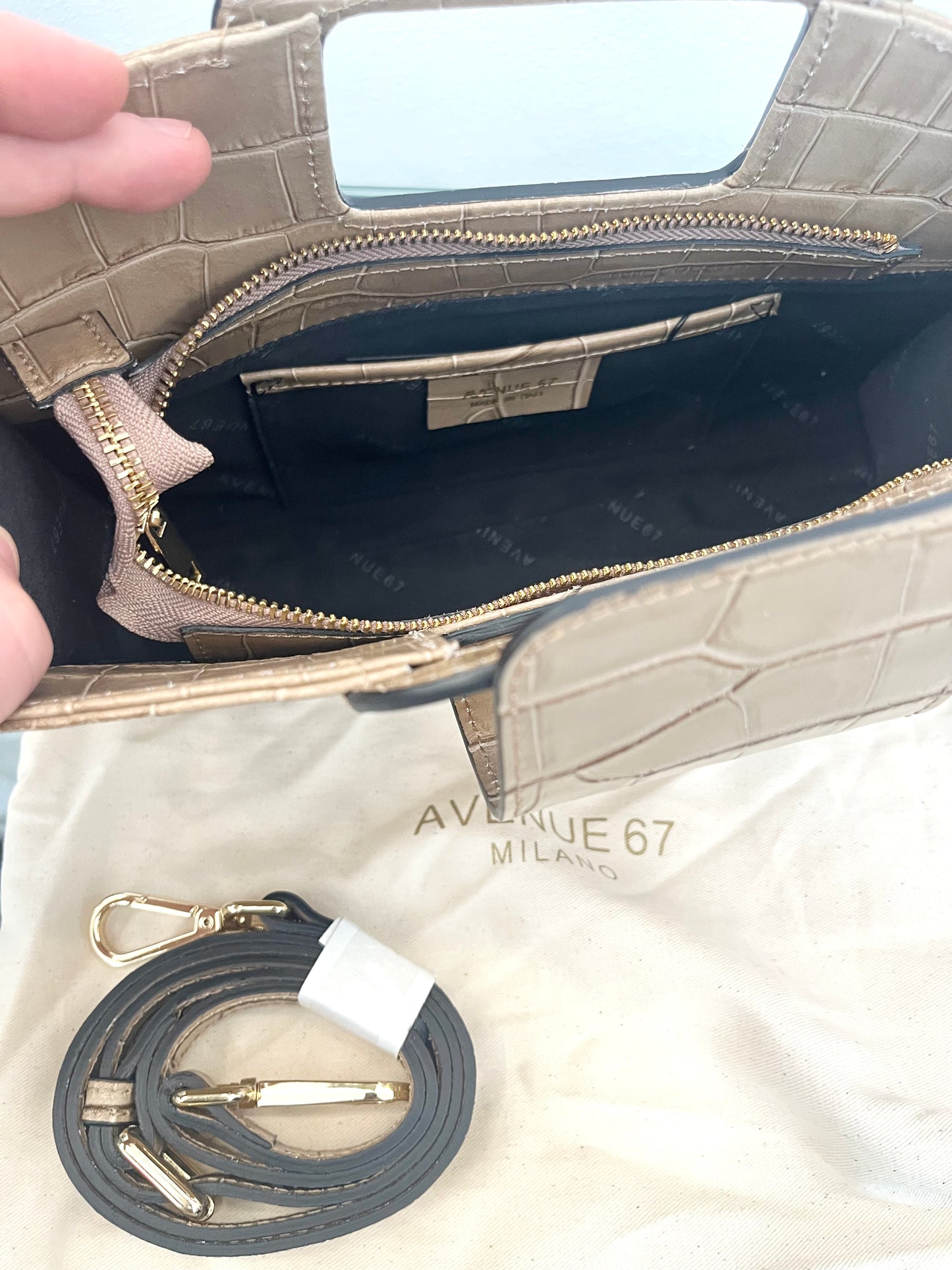 Borsa Avenue67 a mano con tracolla stampa cocco