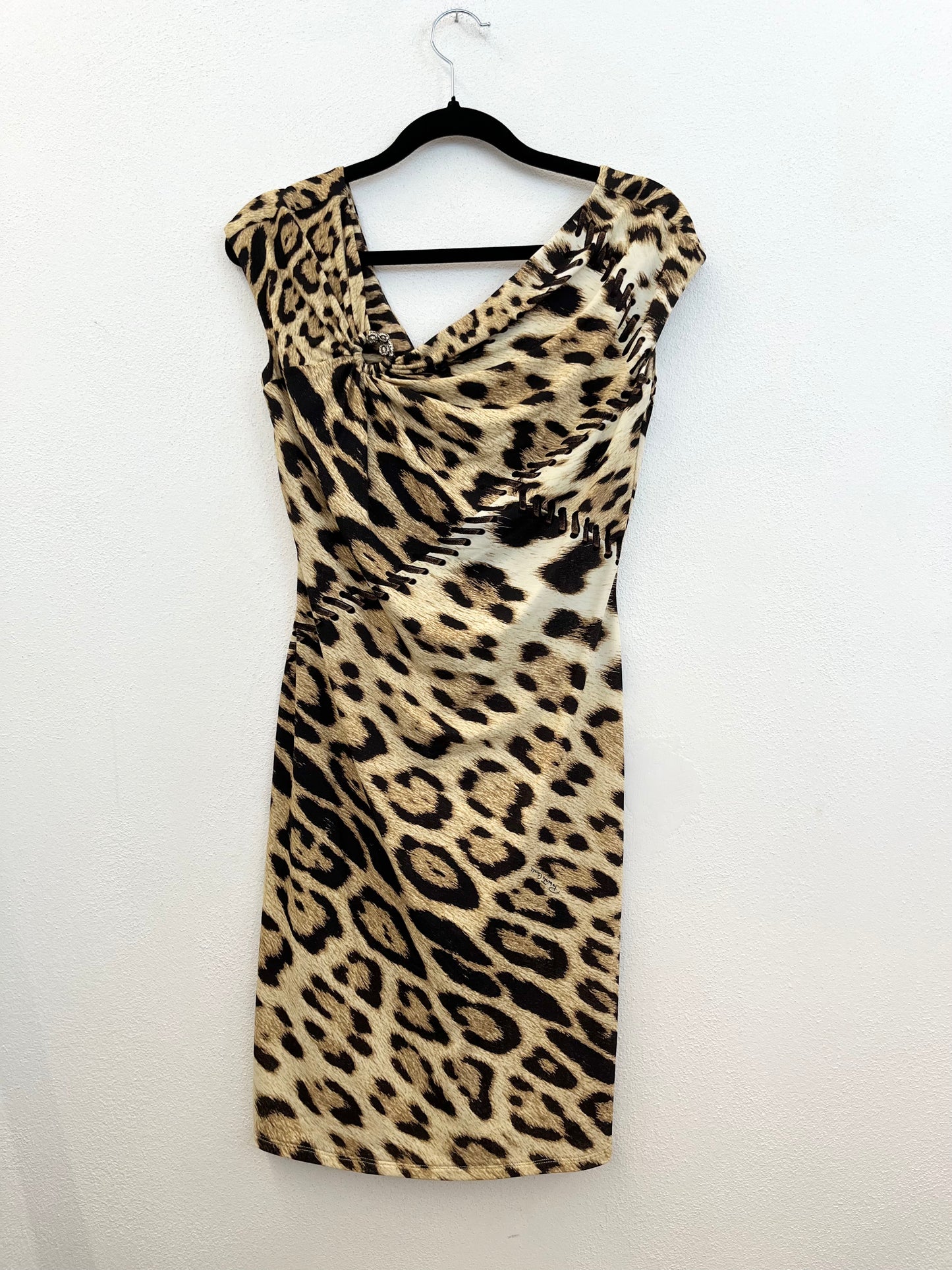 Abito tubino Roberto Cavalli drappeggiato animalier