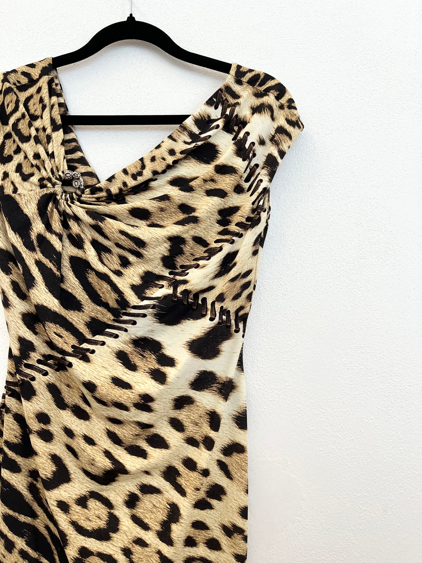 Abito tubino Roberto Cavalli drappeggiato animalier