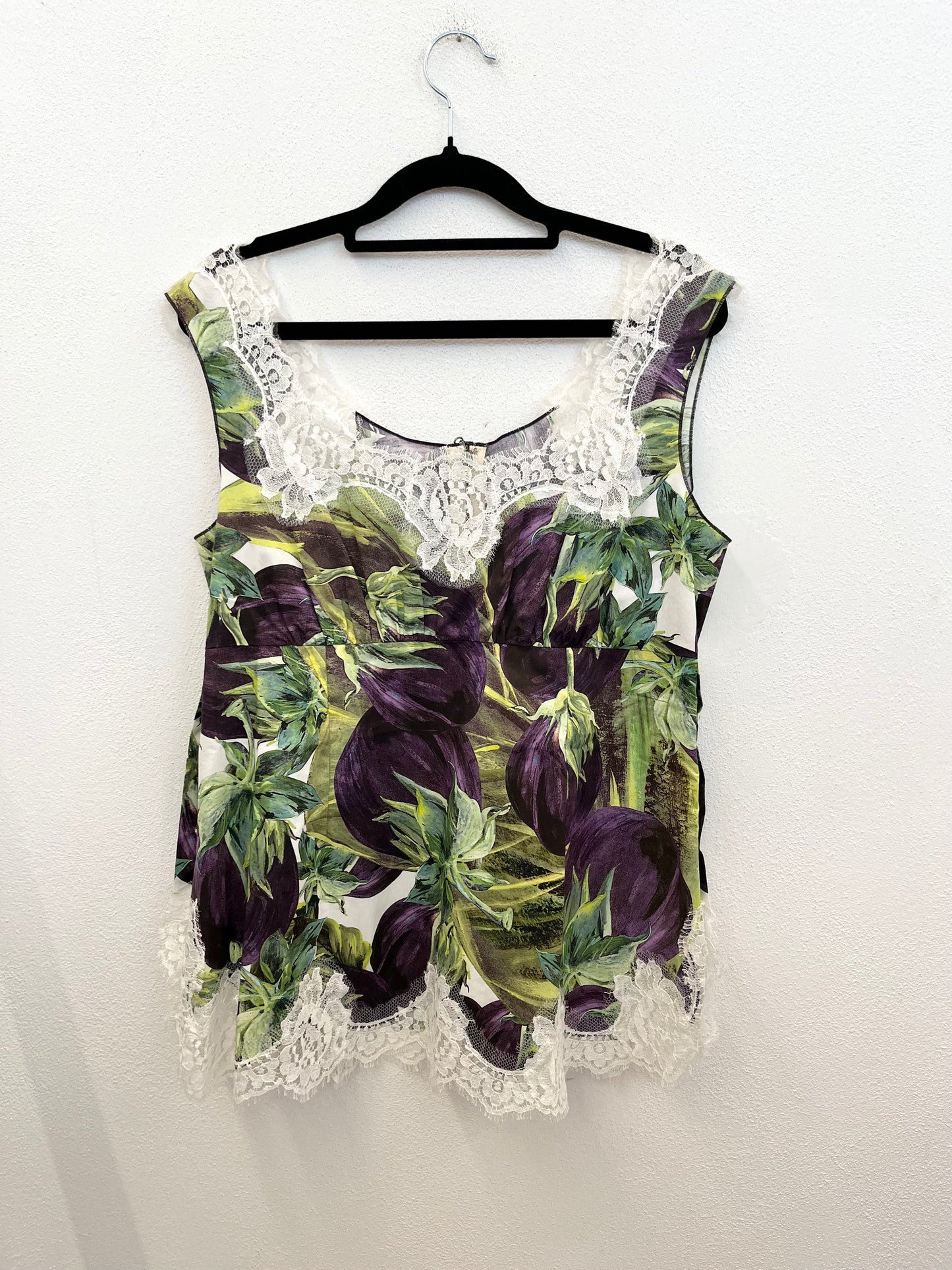 Top Dolce & Gabbana sartoriale a motivi vegetali con pizzo