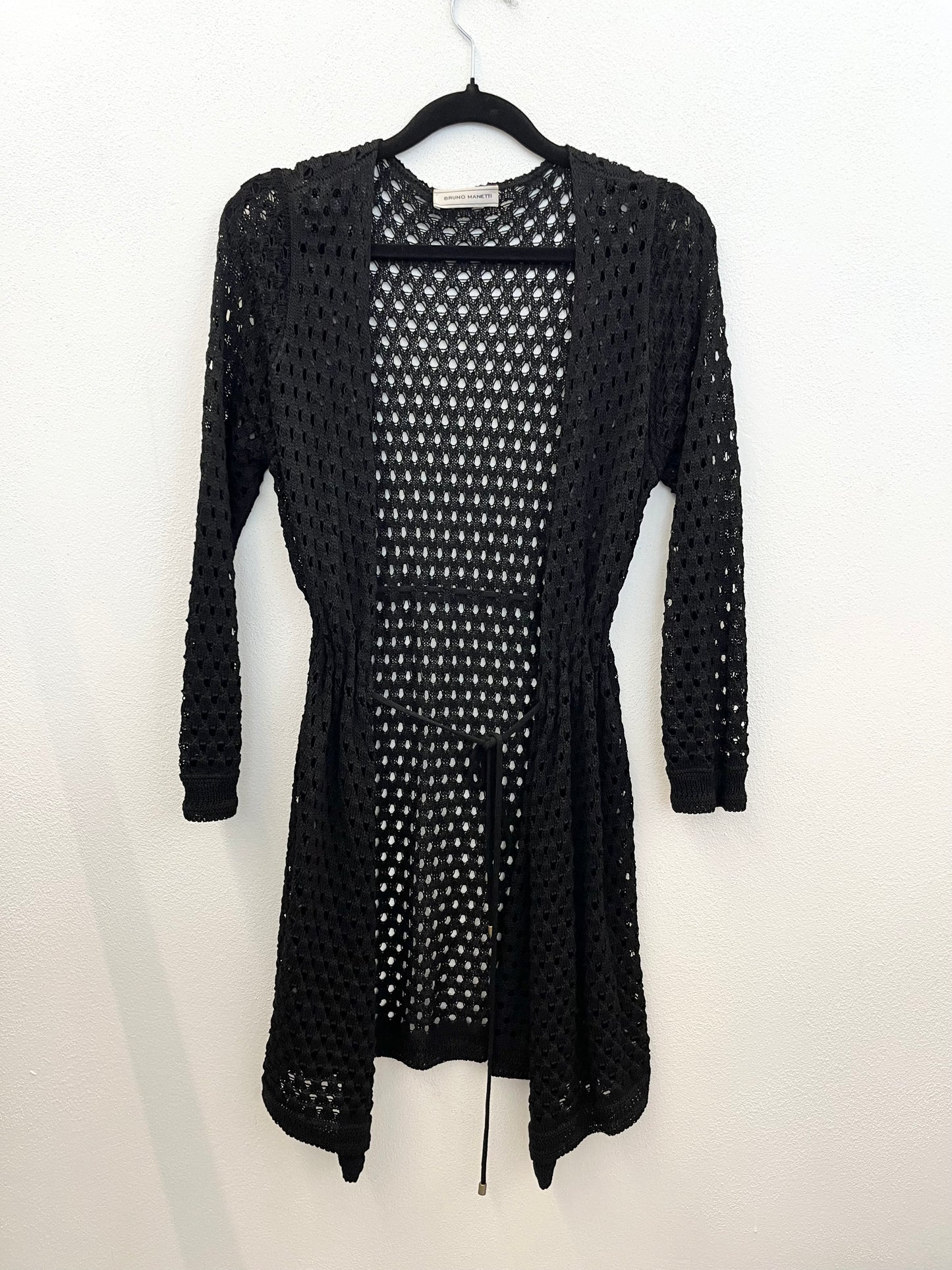 Cardigan Bruno Manetti traforato lungo Nero