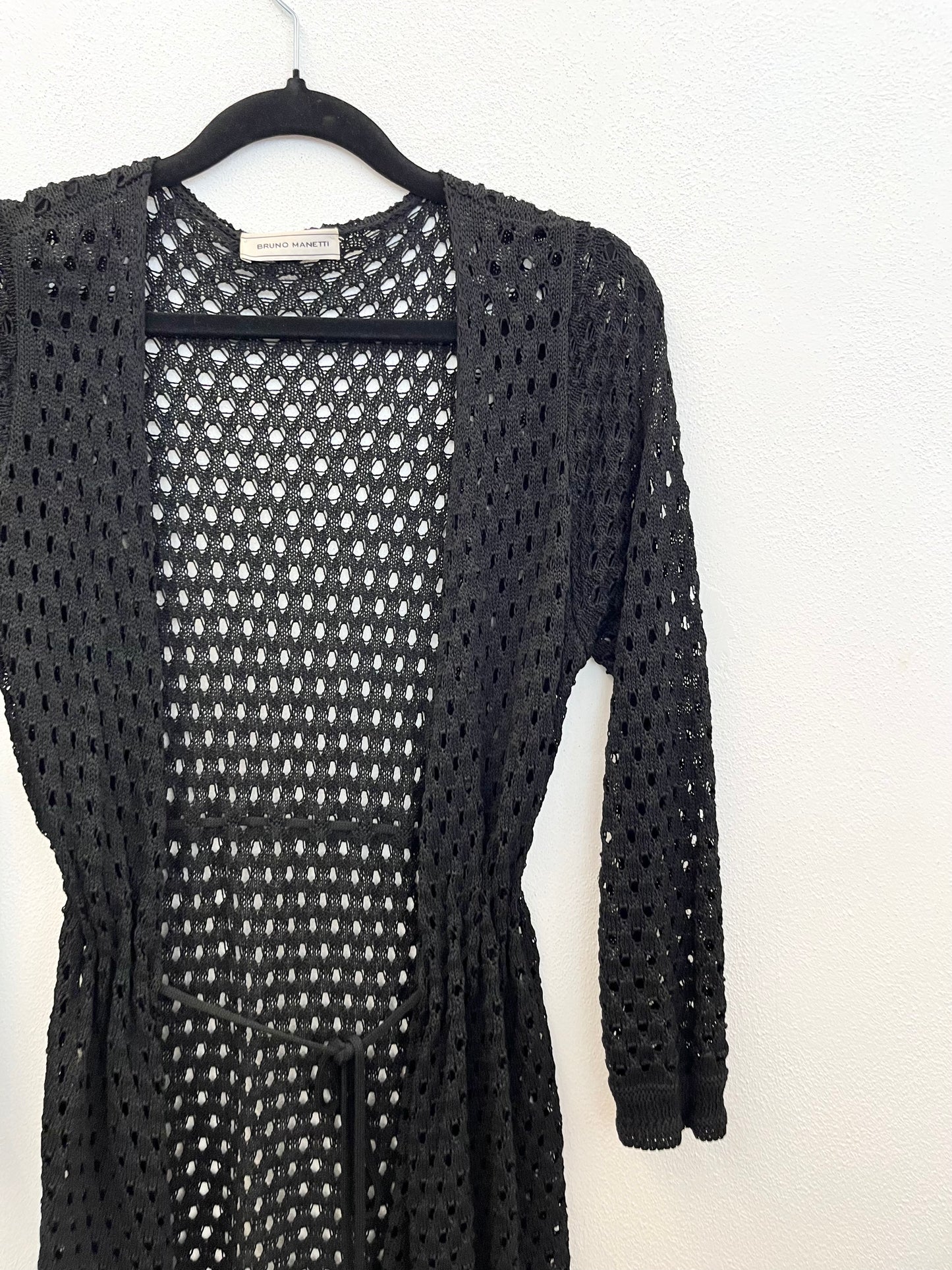 Cardigan Bruno Manetti traforato lungo Nero