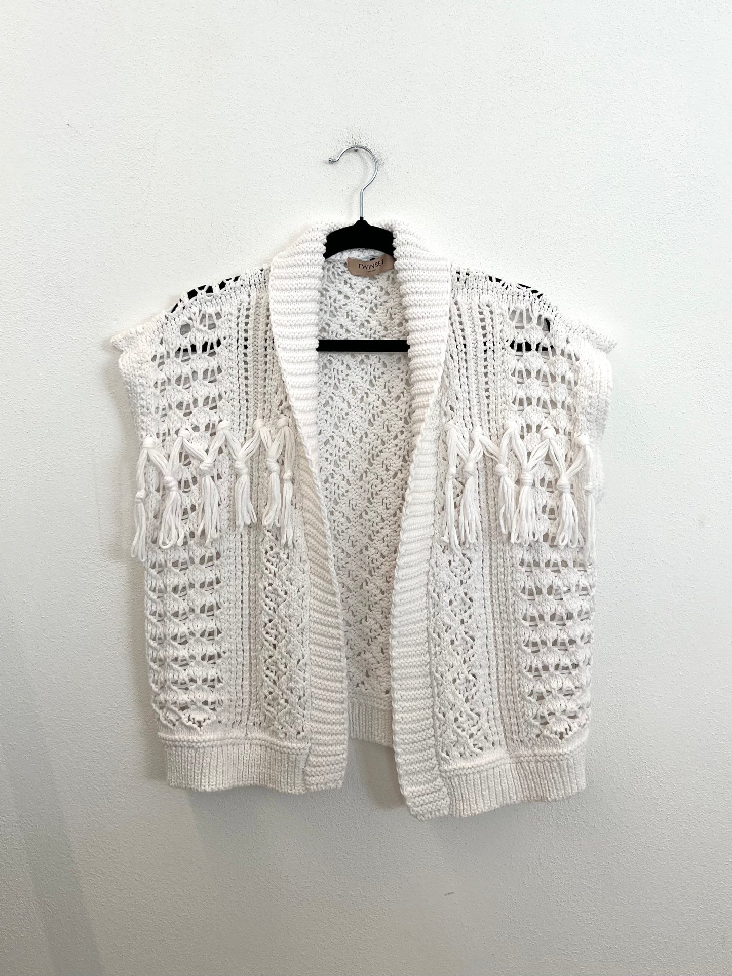 Gilet in maglia Twin Set lavorata con frange