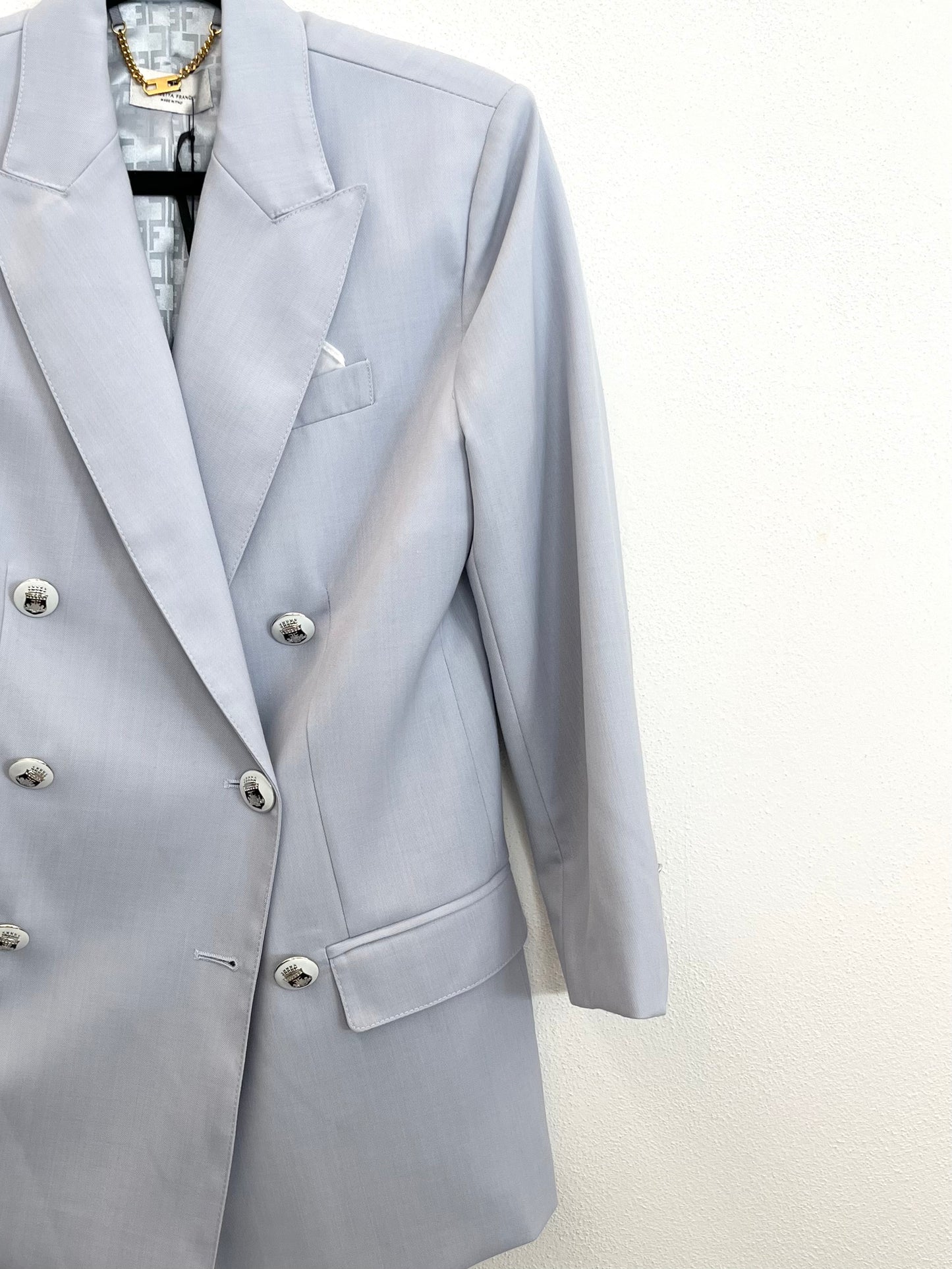 Blazer Elisabetta Franchi doppiopetto sartoriale con bottoni araldici