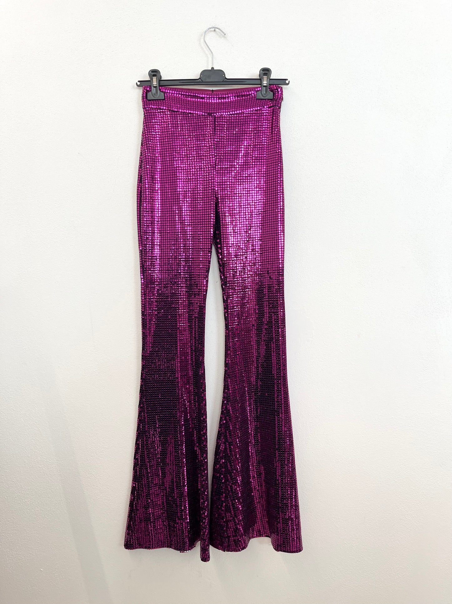 Pantaloni The New Arrival Flared Effetto Lamé Metallizzato