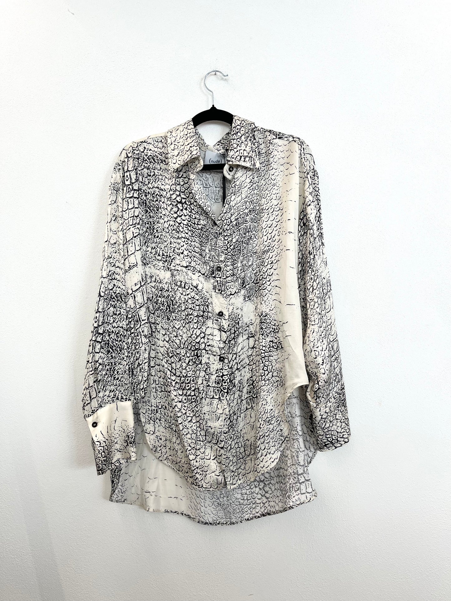 Camicia di Nude Fluida Over in Stampa Rettile