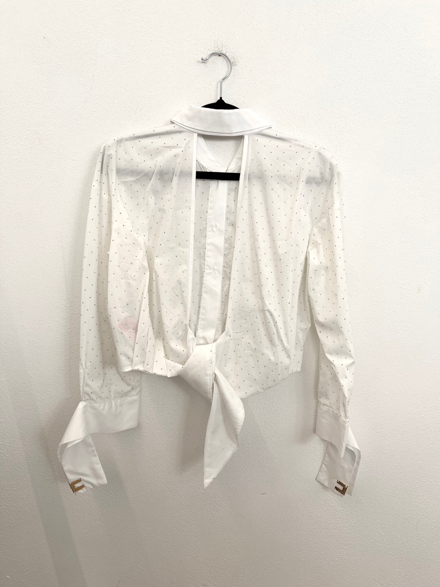 Blusa Elisabetta Franchi Cropped Jewel con Strass e Fiocco