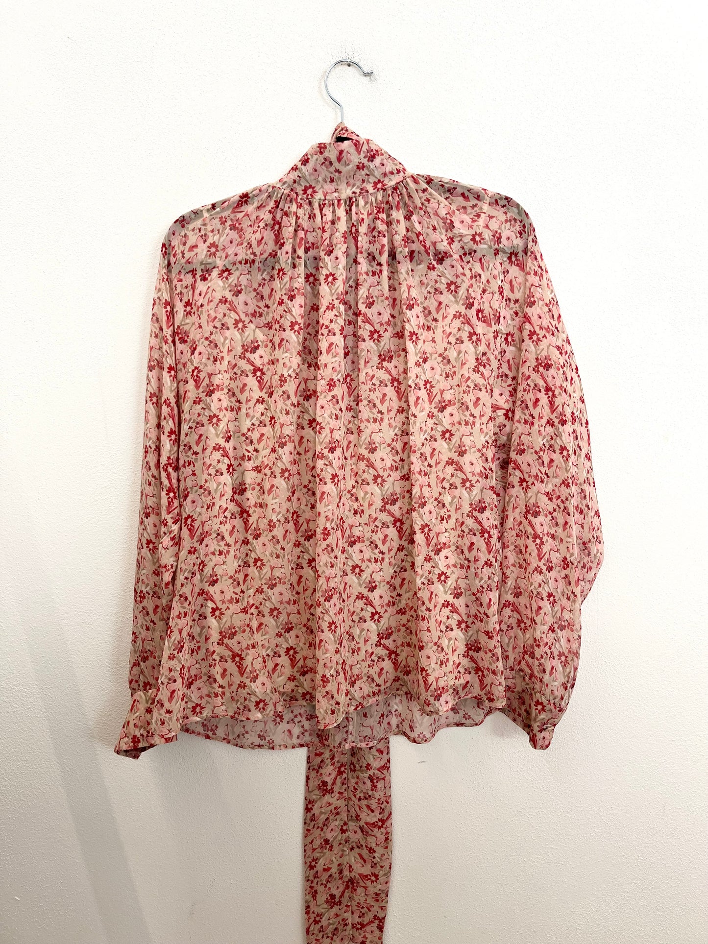 Blusa Max Mara in Chiffon Floreale con Scarf-Neck