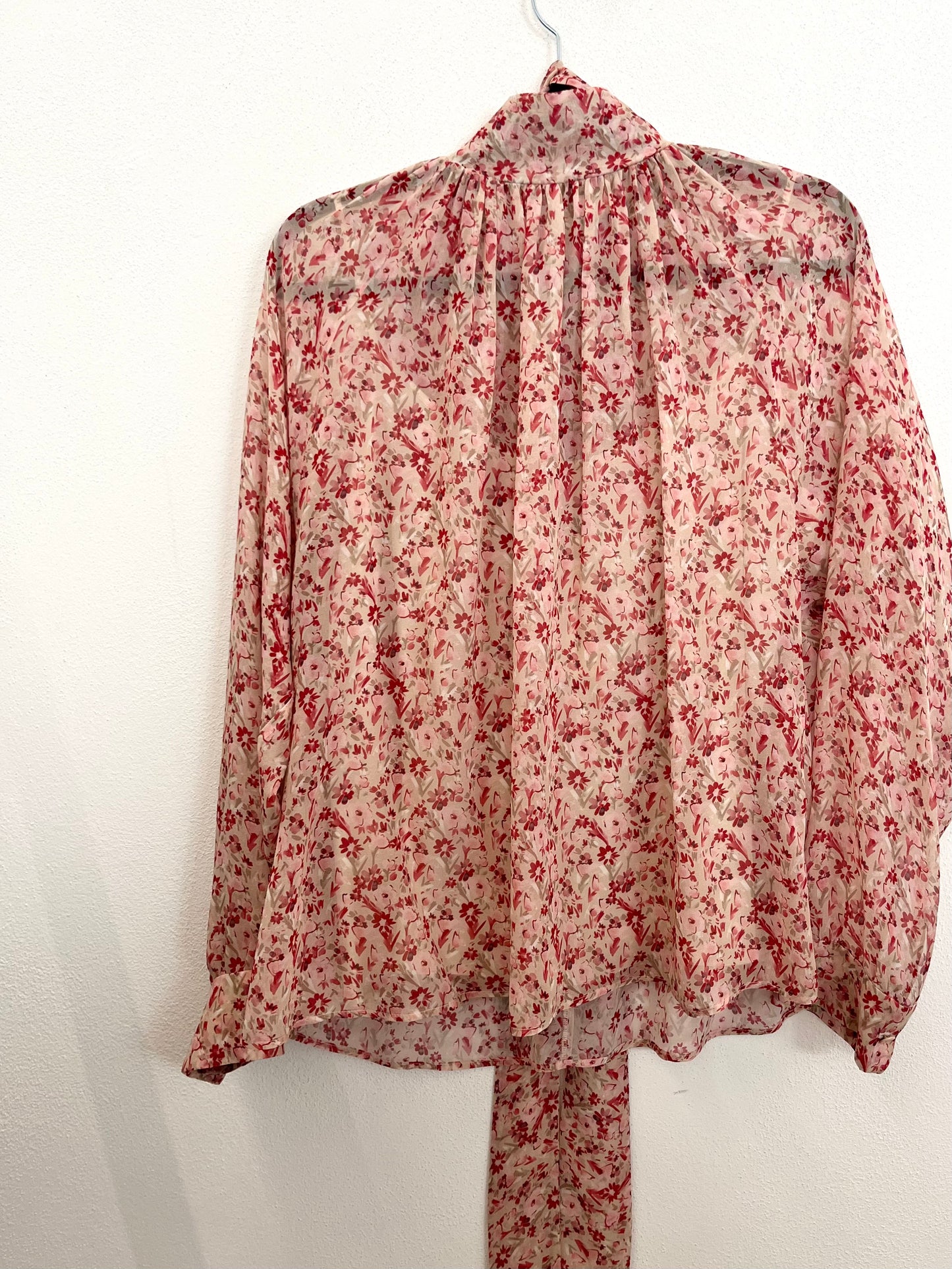 Blusa Max Mara in Chiffon Floreale con Scarf-Neck