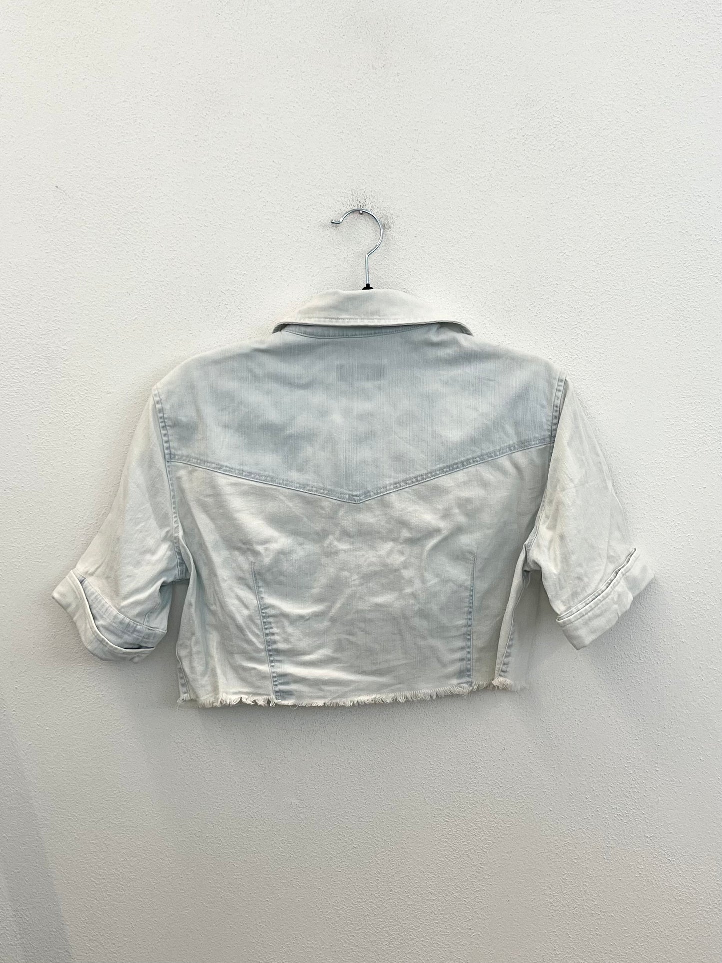 Camicia DonDup crop in denim lavaggio chiaro