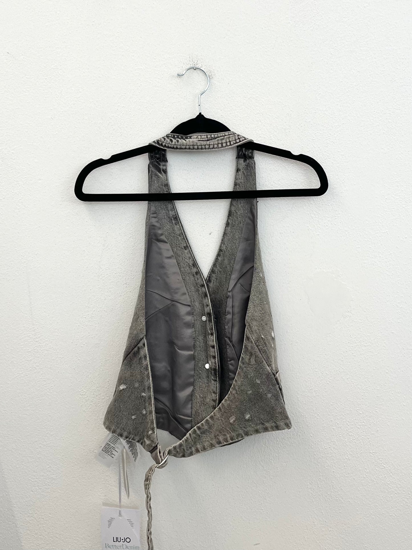 Top gilet Liu Jo in denim distressed