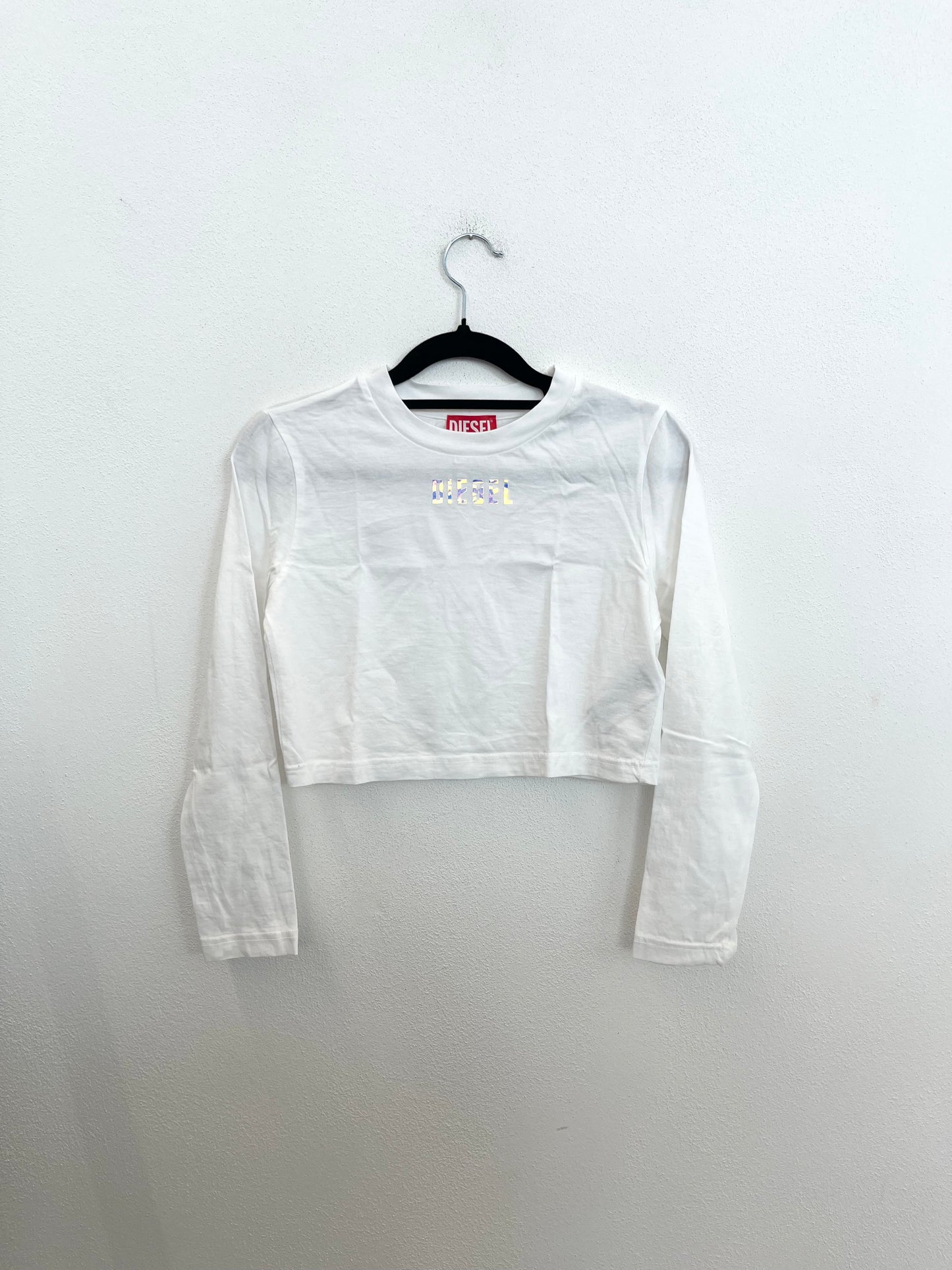 T-shirt Crop Diesel con Logo Olografico