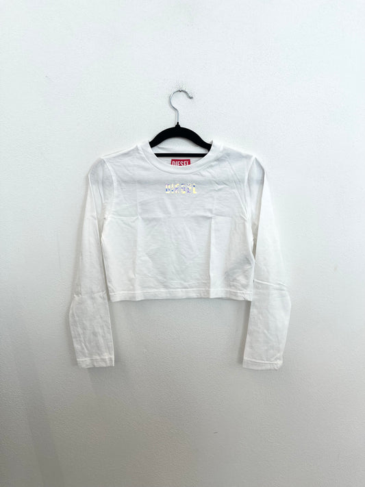 T-shirt Crop Diesel con Logo Olografico