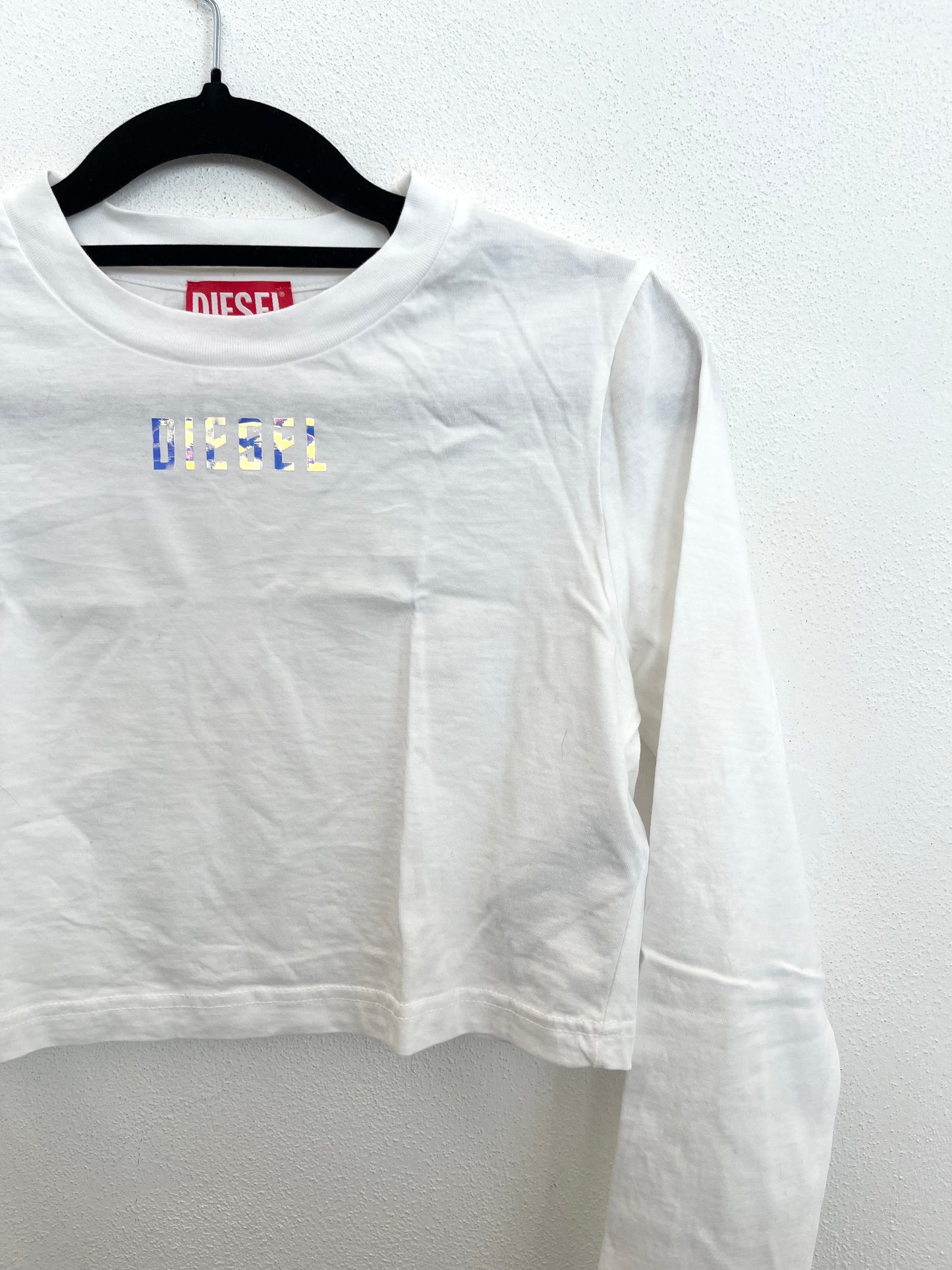 T-shirt Crop Diesel con Logo Olografico