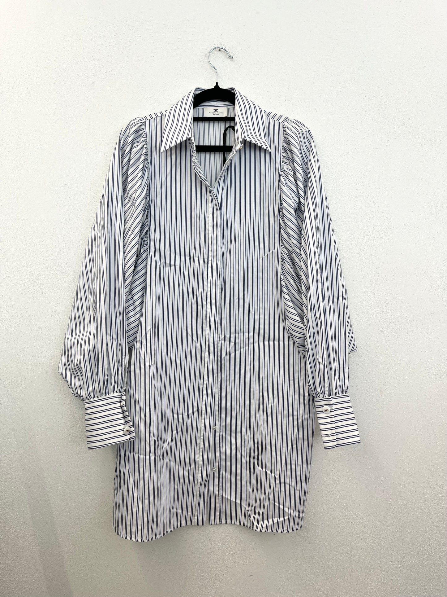Abito a camicia Elisabetta Franchi a righe con maniche a palloncino