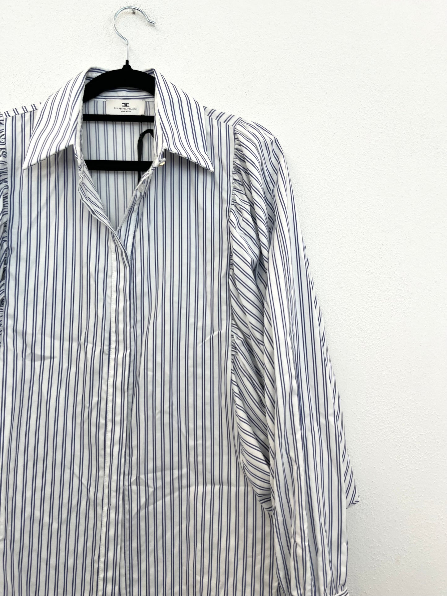 Abito a camicia Elisabetta Franchi a righe con maniche a palloncino