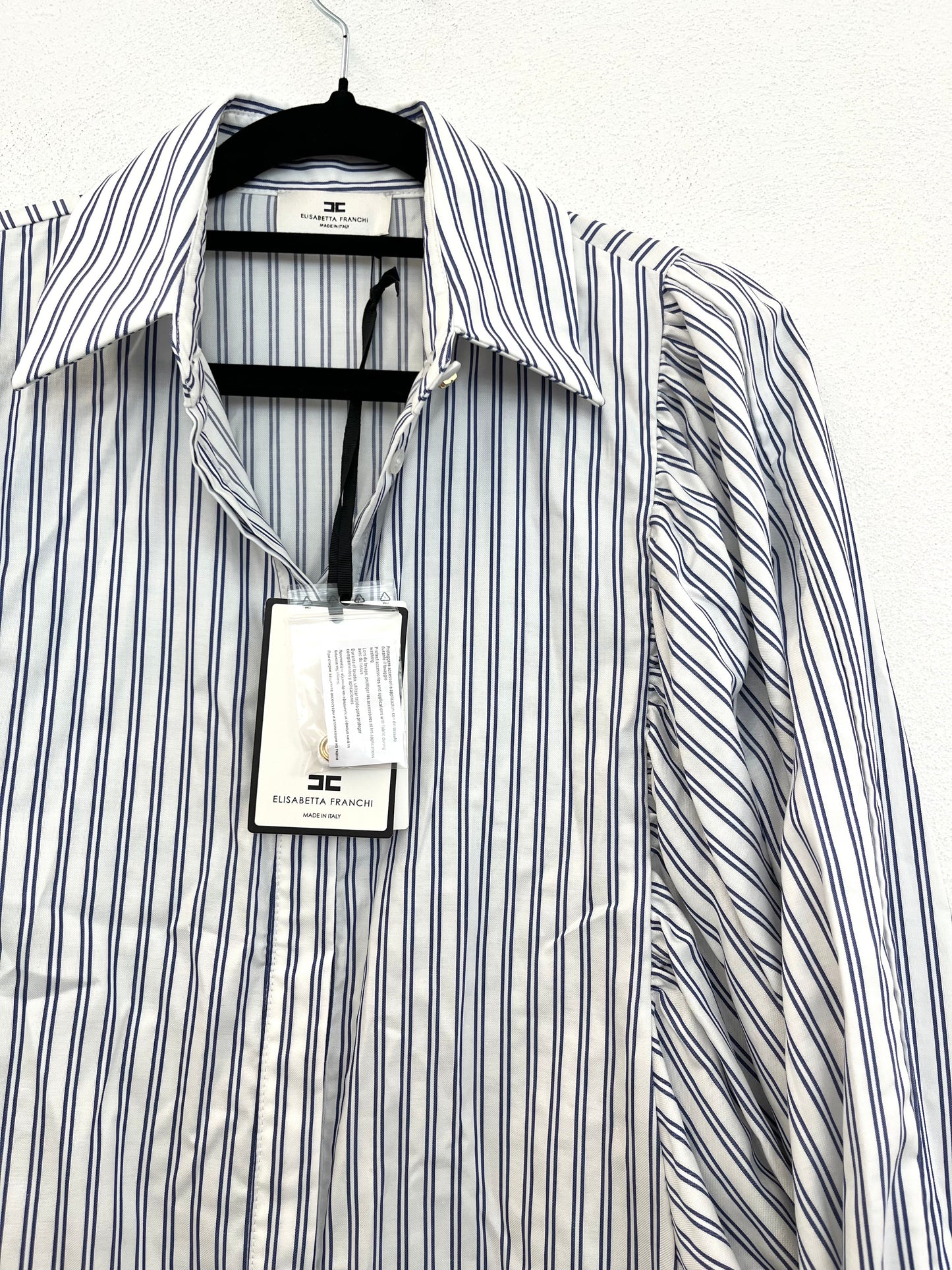 Abito a camicia Elisabetta Franchi a righe con maniche a palloncino