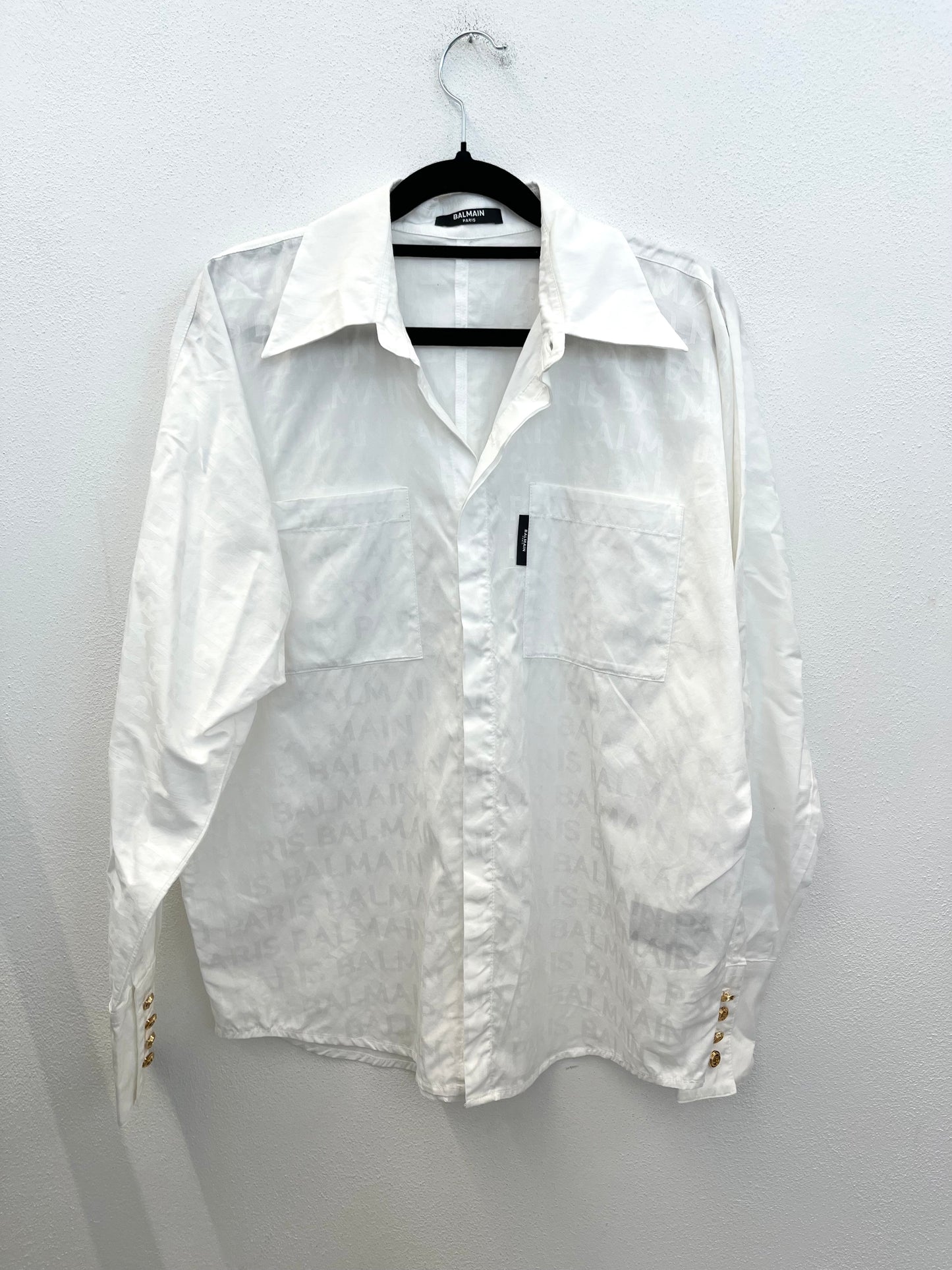 Camicia Balmain fluida jacquard logata