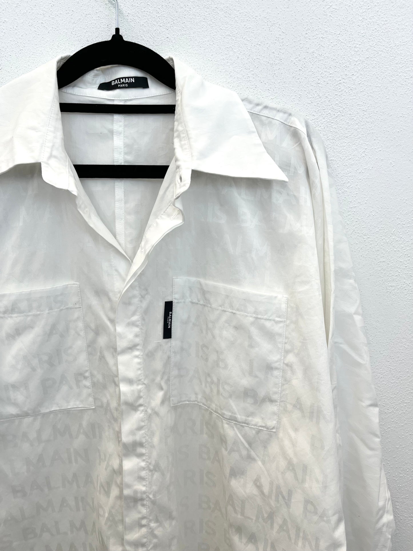 Camicia Balmain fluida jacquard logata