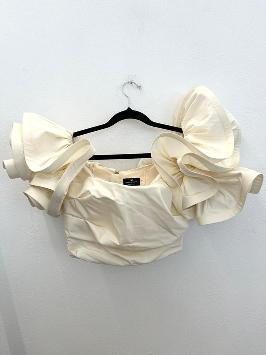 Top couture Elisabetta Franchi con maxi ruches
