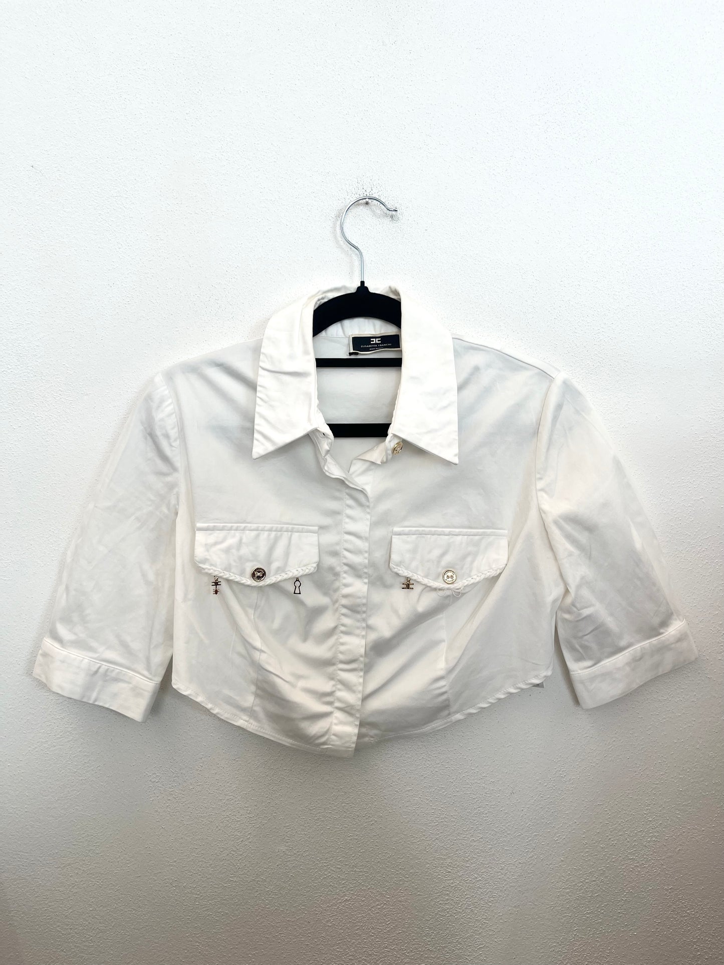 Camicia cropped Elisabetta Franchi strutturata con charm