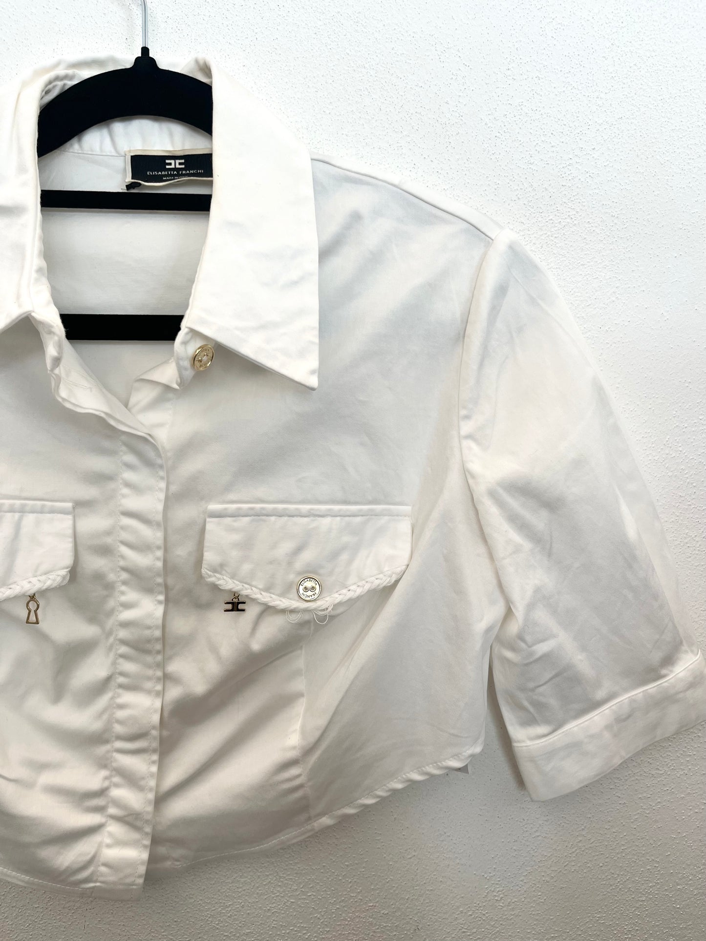 Camicia cropped Elisabetta Franchi strutturata con charm