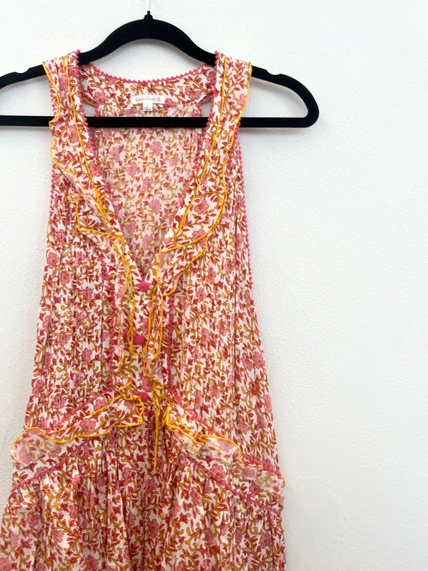 Abito Poupette St. Barth floreale smanicato con balze